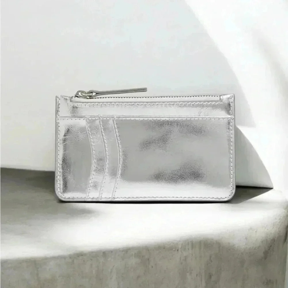 🆕J. Crew Metallic Leather  Mini Card Wallet